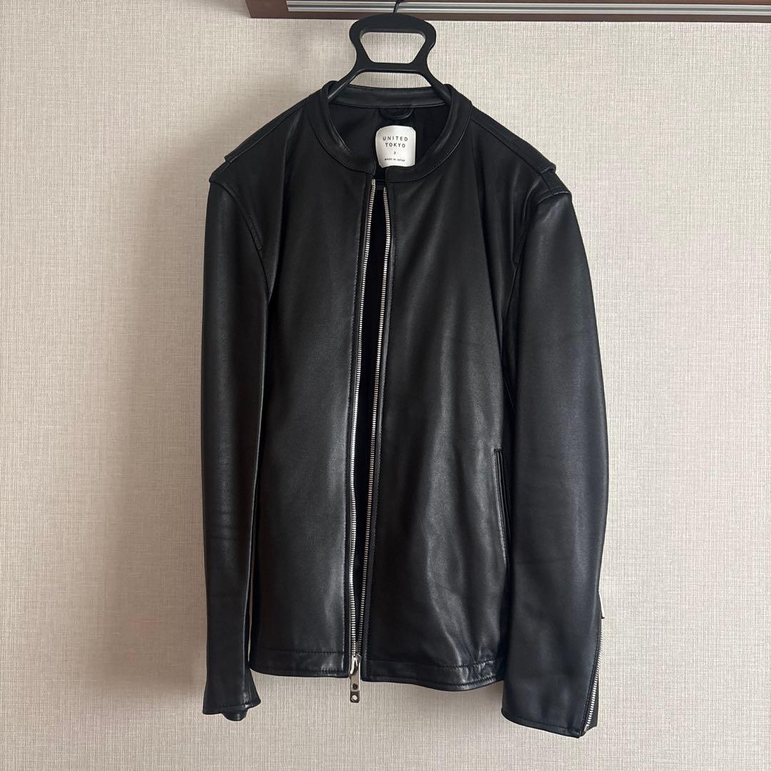 よしUNITED TOKYO ブラックレザーシングルライダースジャケット