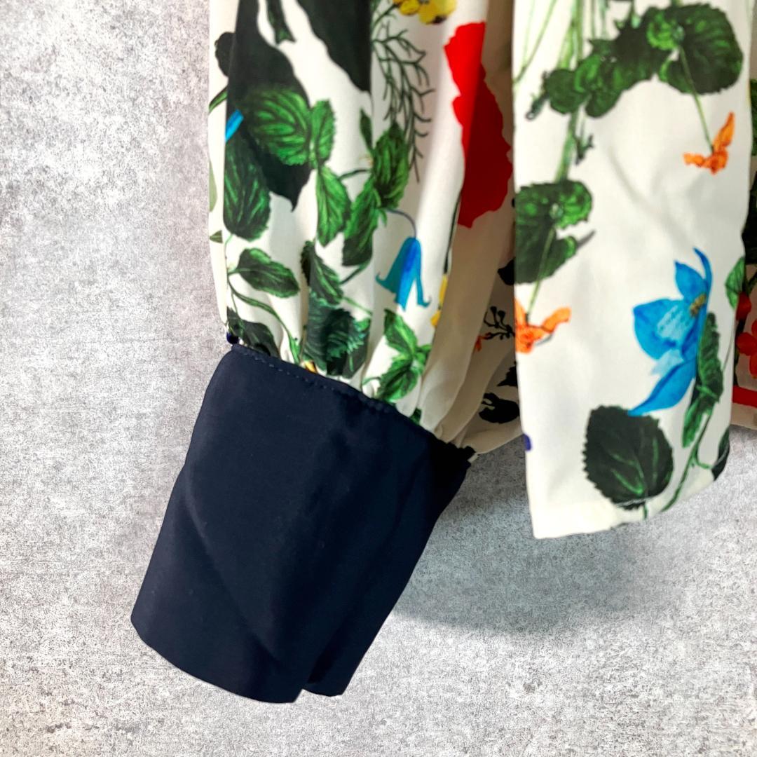 NOISE MAKER ブラウス アイボリー ネイビー 花柄 丸ネック 長袖 - メルカリ