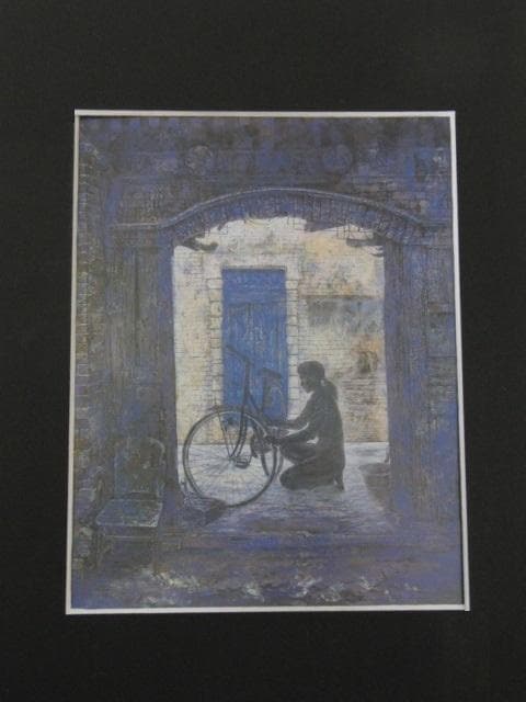 浅野忠、【旧市街】、希少な額装用画集より、新品額装付