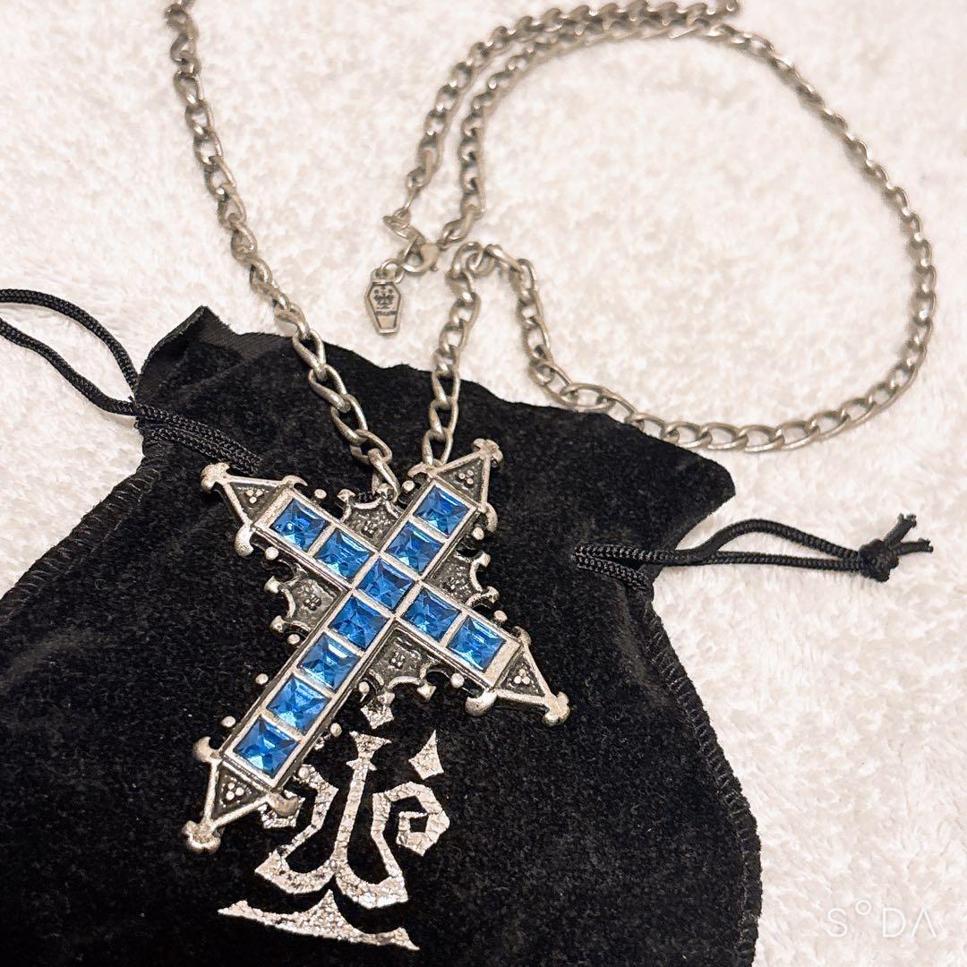 ブルージュエル十字架ペンダント(2018年製) クロスネックレス シルバー925 ライトブルー 水色 キュービック