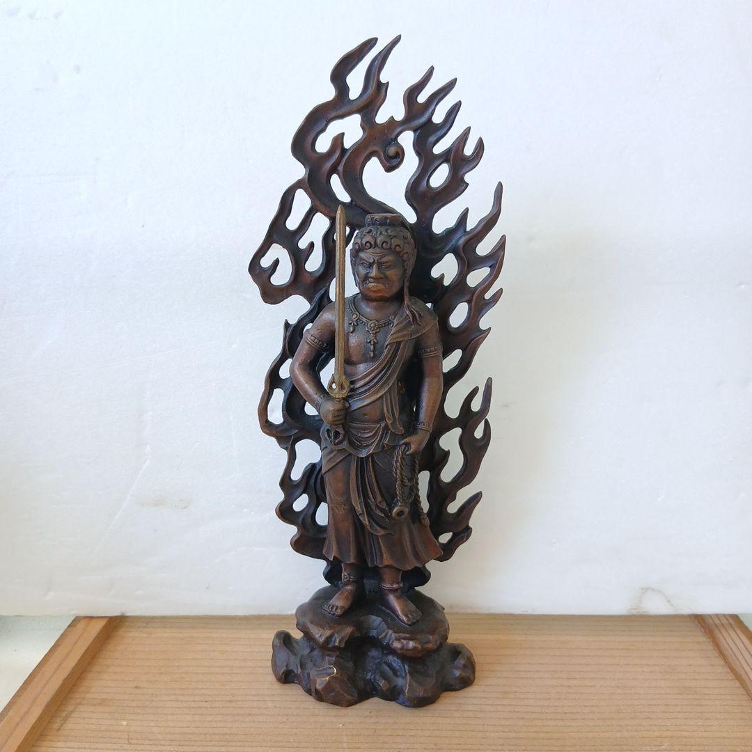 不動明王 彫刻 仏教工芸品 極上彫 倶利伽羅不動明王立 楽天市場】木彫り仏像 柘植眼入【倶利伽羅不動明王】 立4.5寸 総高24.5