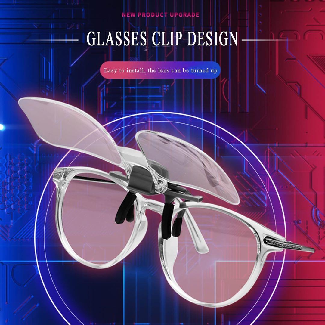 ◎クリップオン2X眼鏡拡大鏡、ハンズフリークリップ&フリップアップ虫眼鏡 ルーペ