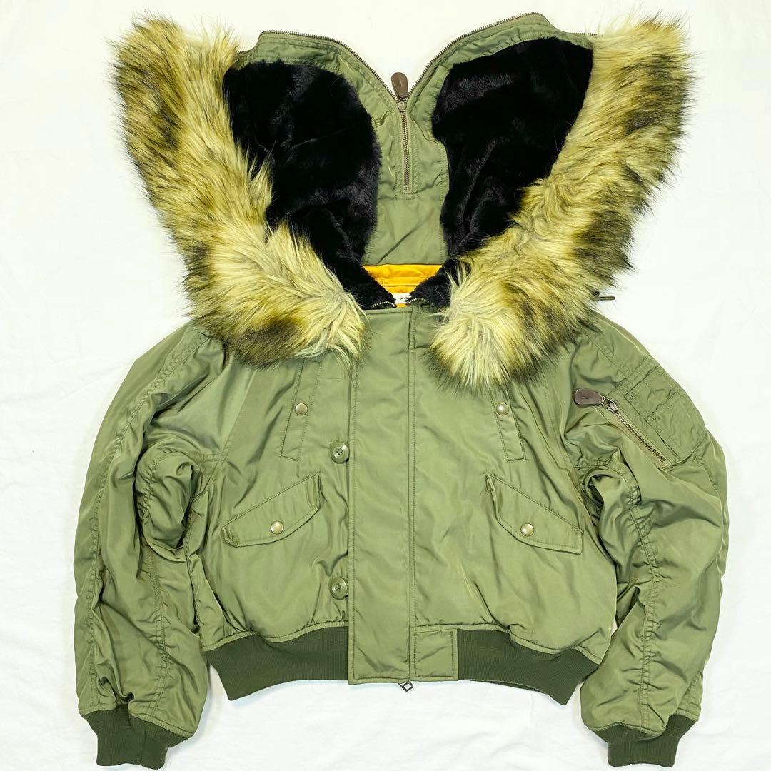 マウジー　N-2B　フライトジャケット　ミリタリー　2way　カーキ　ファー N-2B ミリタリージャケット フライトジャケット リアルファー メンズ