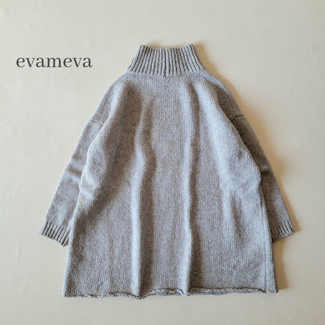 美品【evam eva】ウールヤクタートルニット チュニック ハイネック ワイド