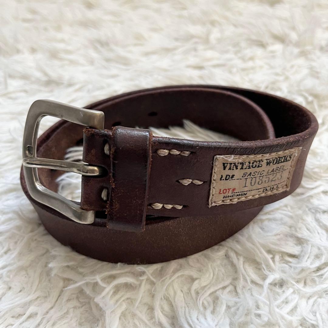 良品　ヴィンテージ ワークス　レザーベルト　ブラウンDH5649 108523