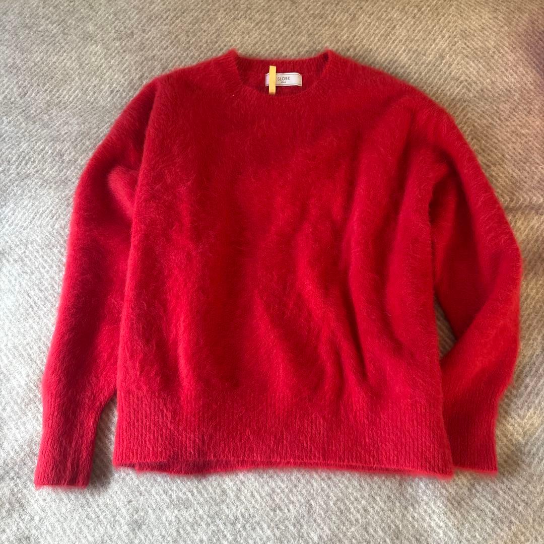 SLOBE iENA レッド 長袖ニットセーター