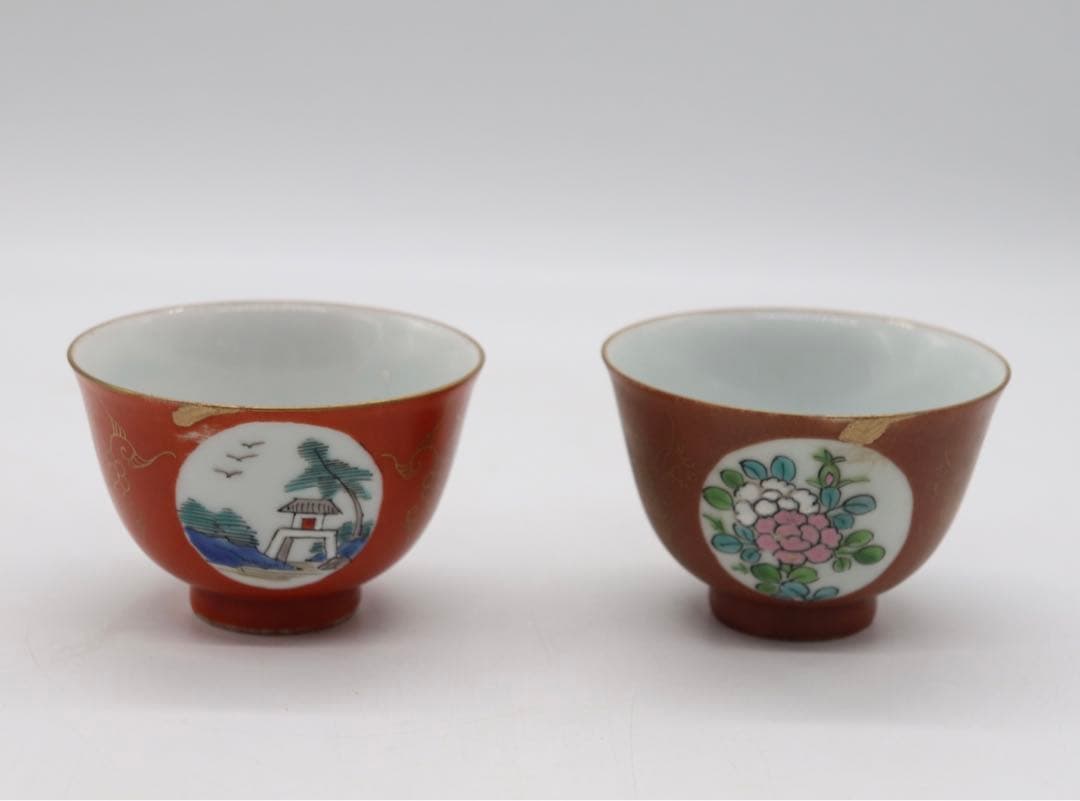 中国　紅釉金彩　粉彩湯呑み2点　茶器　送料込み0531 楽天市場】蓋碗（蓋付き湯のみ）金絲琺瑯彩蓮華 : 中国貿易CTC