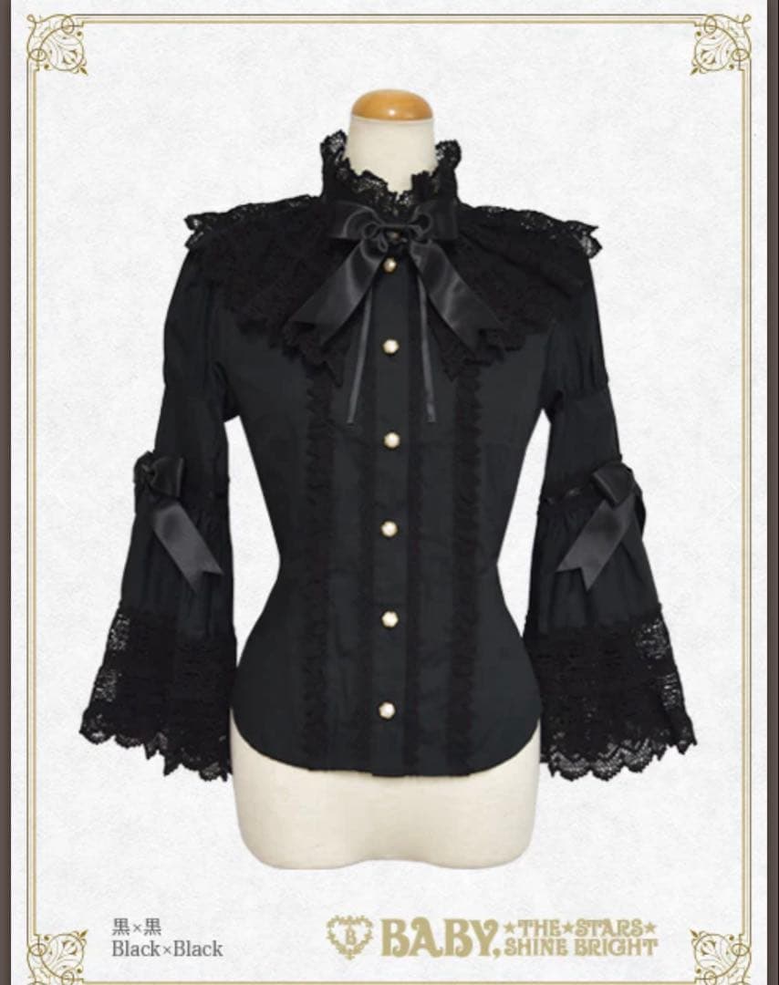 エリザベス　ブラウス　黒×黒　BABY ロリィタ　シャツ　姫袖