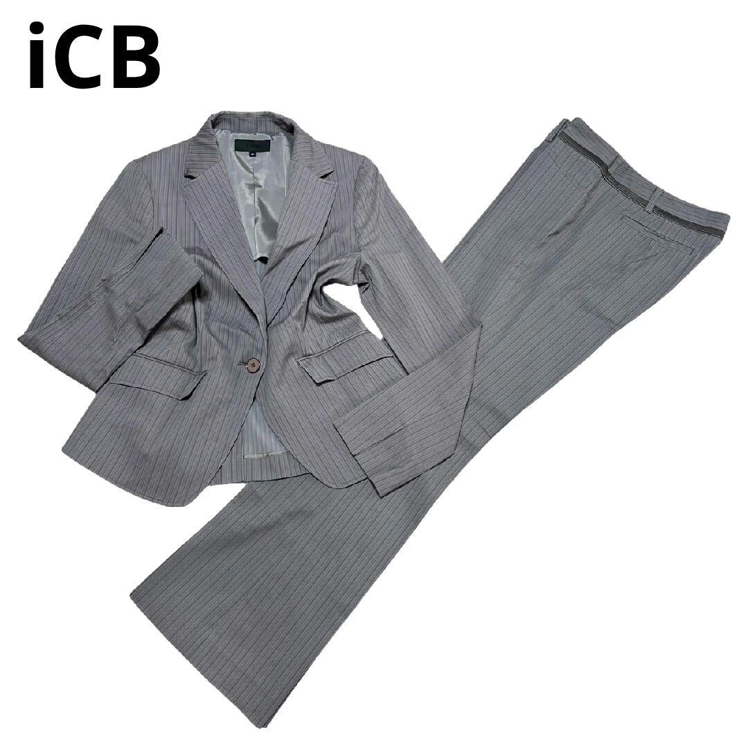 大きいサイズ42 アイシービー　ストライプ パンツ スーツ　セットアップ