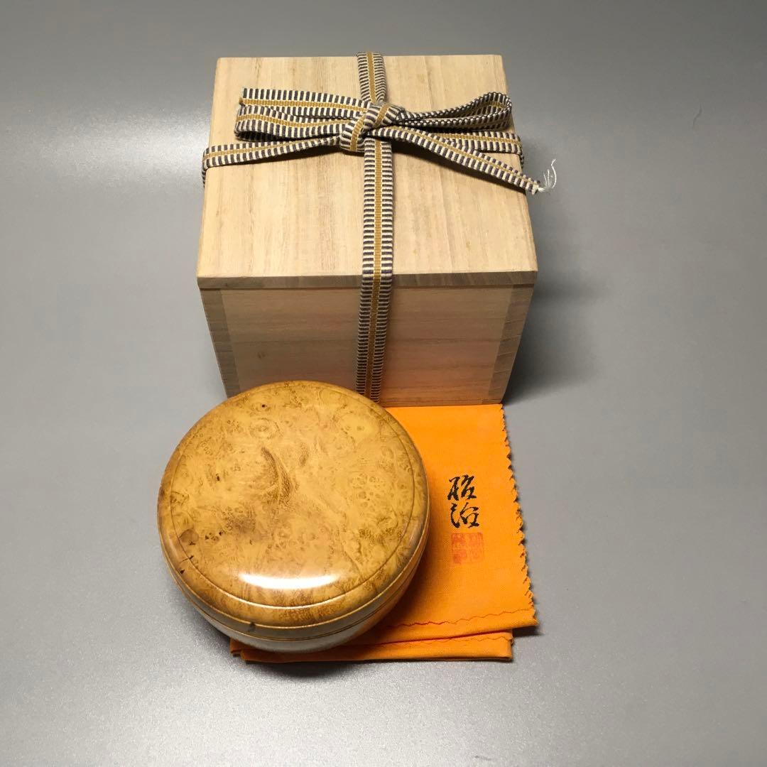 アカシア瘤杢造リ　ミニ食蘢　小物入れ　桐箱入り