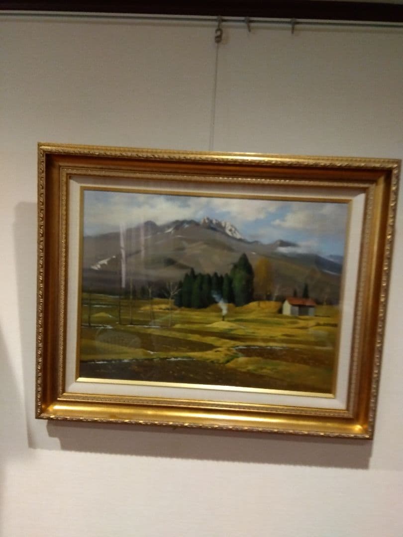 油絵　妙高山廬　ｐ１２ 手描き油絵 進藤 勝 妙高山 F10 画家本人手描き 絵画 額入り 絵 : 日本