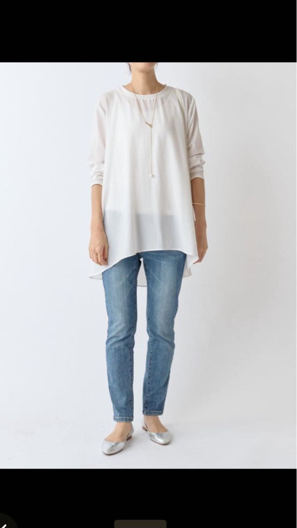 ビアズリー beardsley 後ろドレープTブラウス　0サイズ　未使用