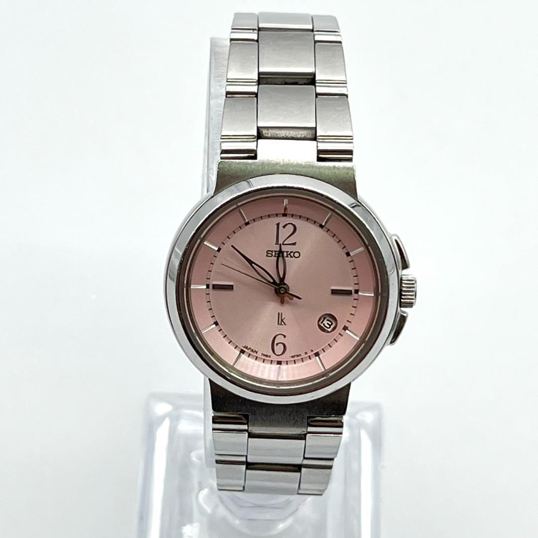 良品 セイコー ルキア ピンク文字盤カレンダー 新品電池交換済