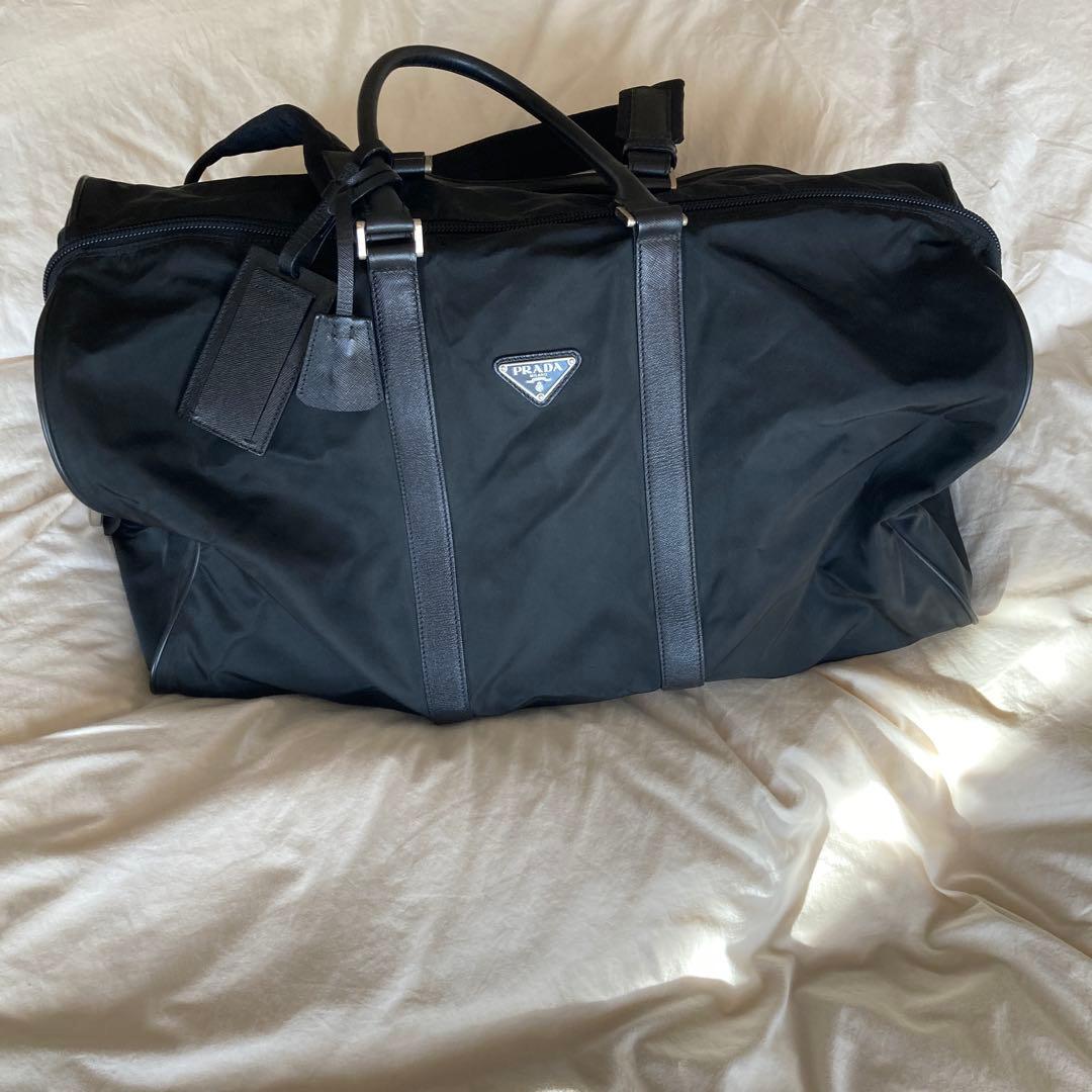 PRADA ブラック ナイロン ボストンバッグ　鍵付き　美品 極美品】PRADA プラダ ハンドバッグ ミニボストンバッグ 南京錠 鍵付き