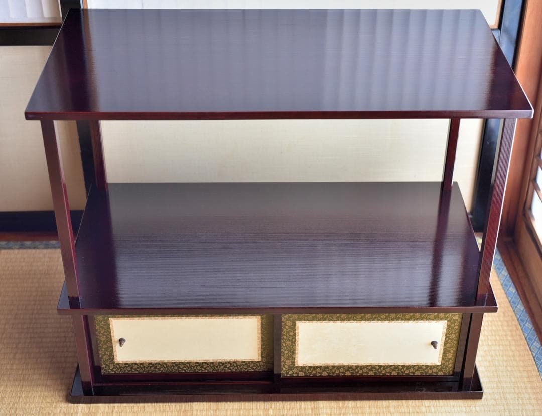 袋棚扉付き組立式　【極上品】お茶道具／共箱 ほぼ未使用 茶道具 善道作 桐木地 利休袋棚 志野棚 組立式 炉用 大棚