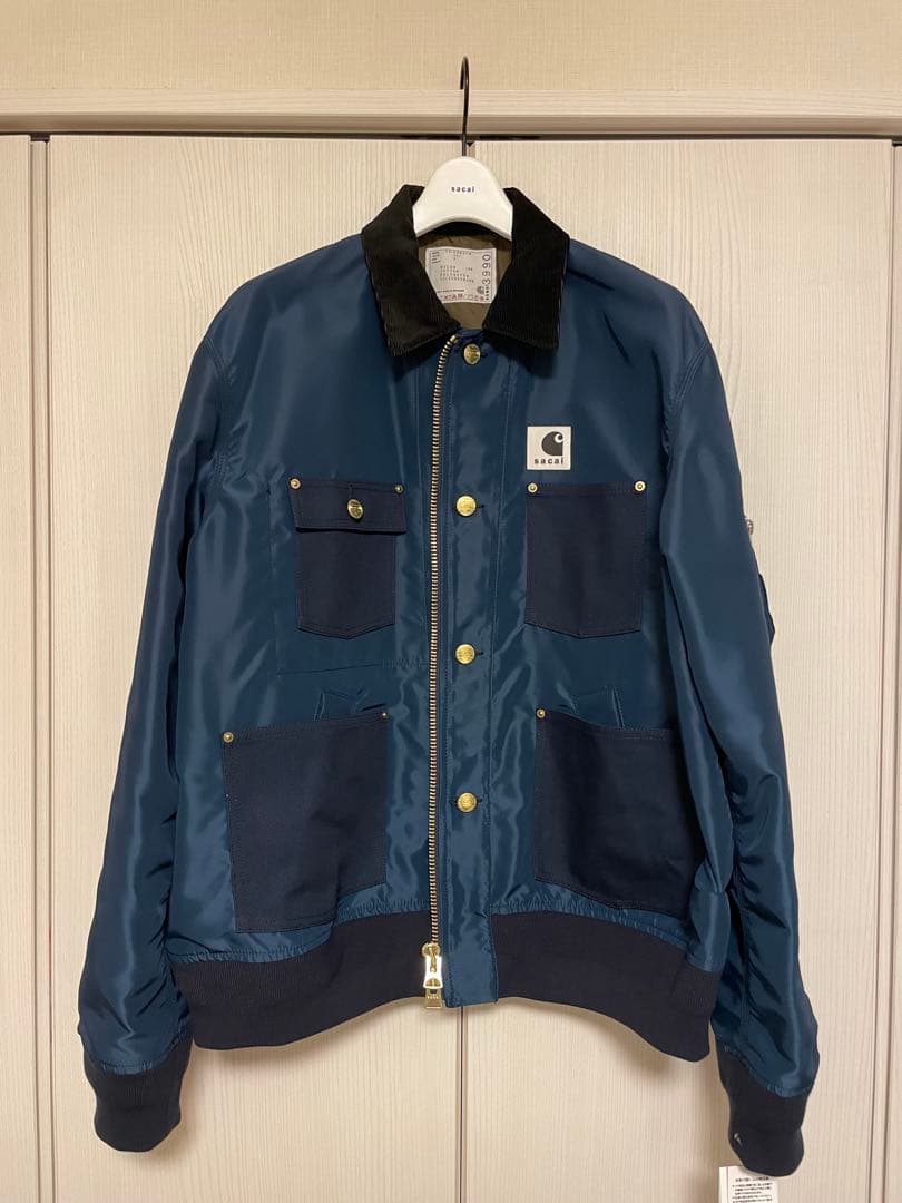 sacai x carharttナイロンツイルダックブルゾンブルー3 新品未使用