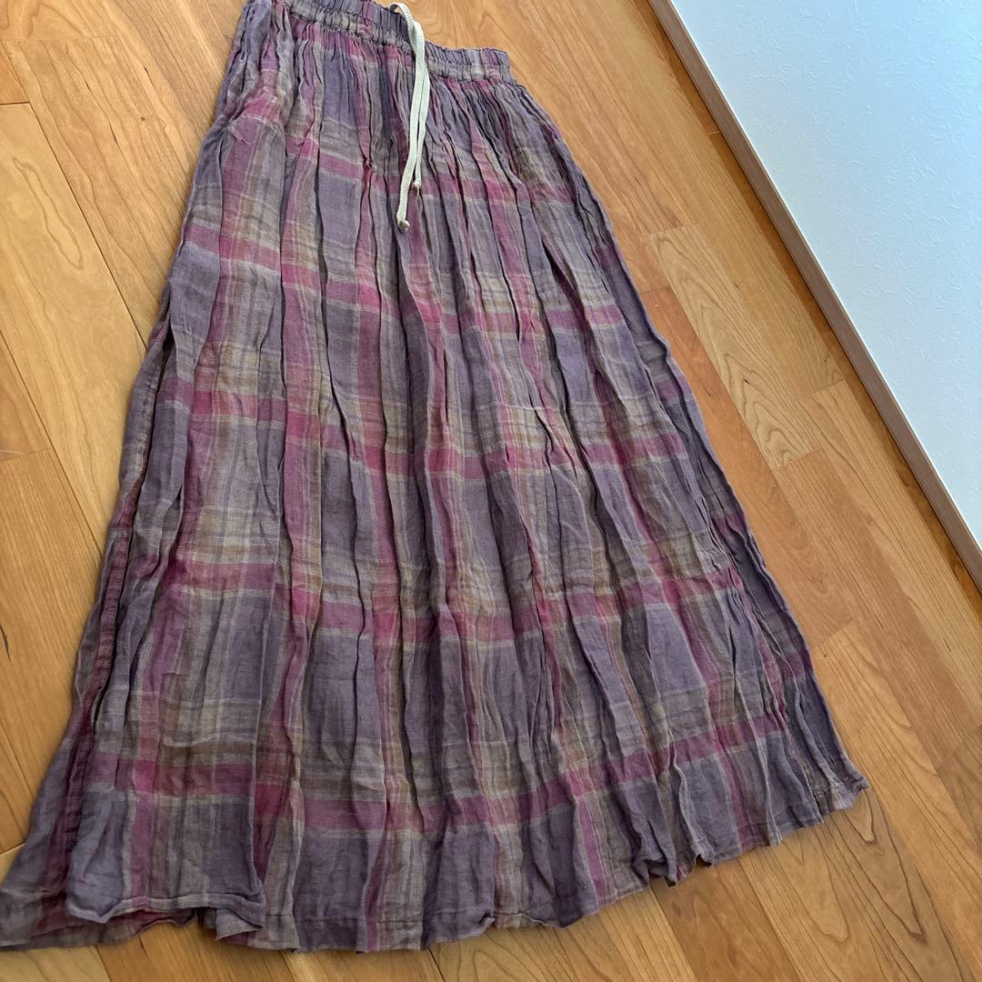 美品リネンパープルスカートichi Antiquite's(イチアンティークス)