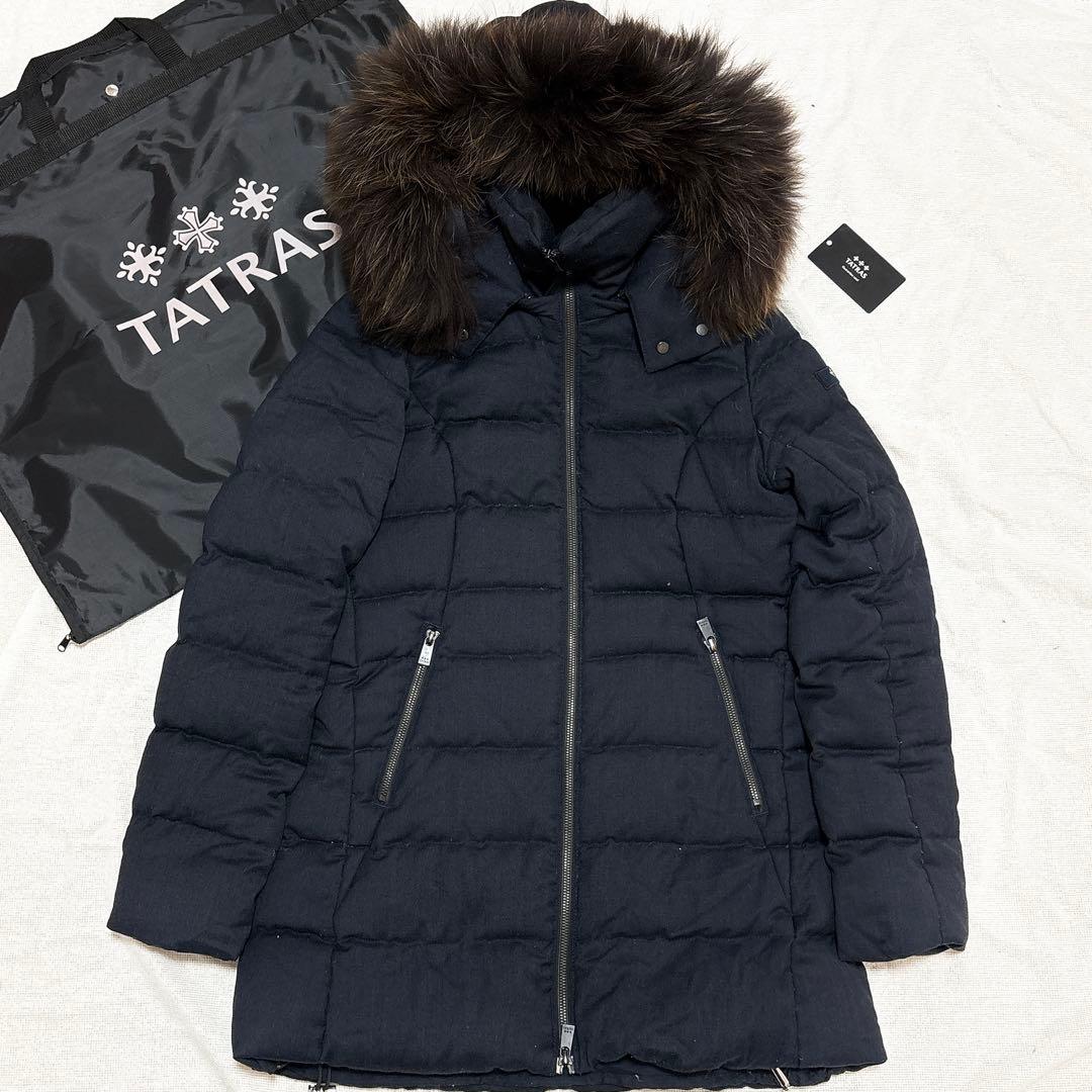 TATRAS ロングダウンコート セラミカ ネイビー ラクーンファー 3way