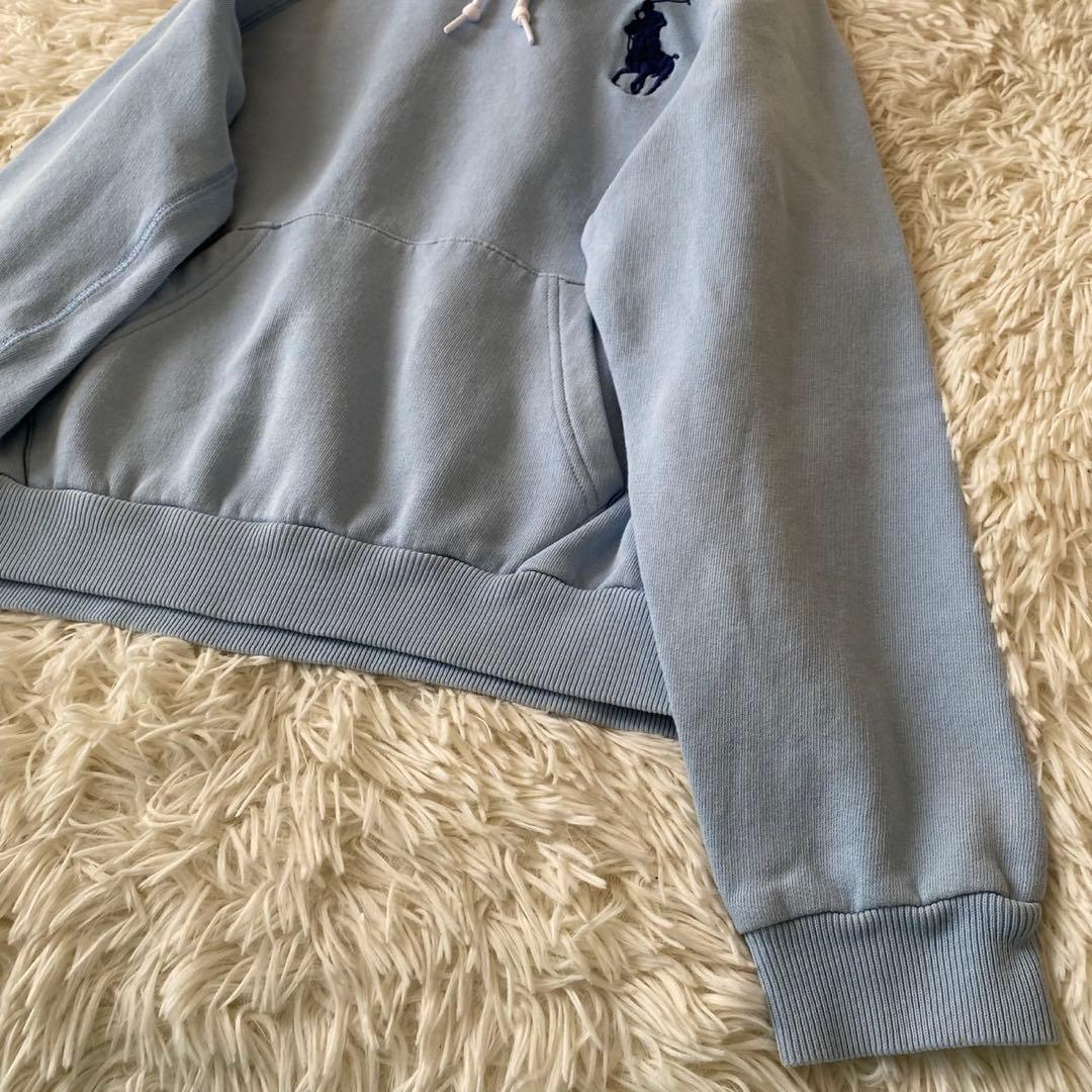 美品✨】ポロラルフローレン パーカー ビッグポニー刺繍 水色 紺 M