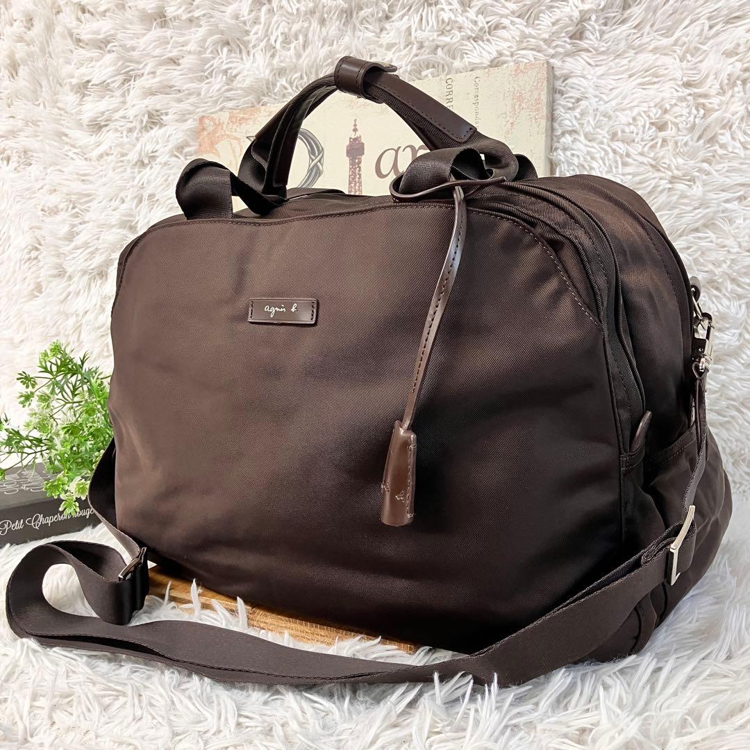 agnes b アニエスベー ナイロン ボストンバッグ 旅行バッグ 2way 鍵