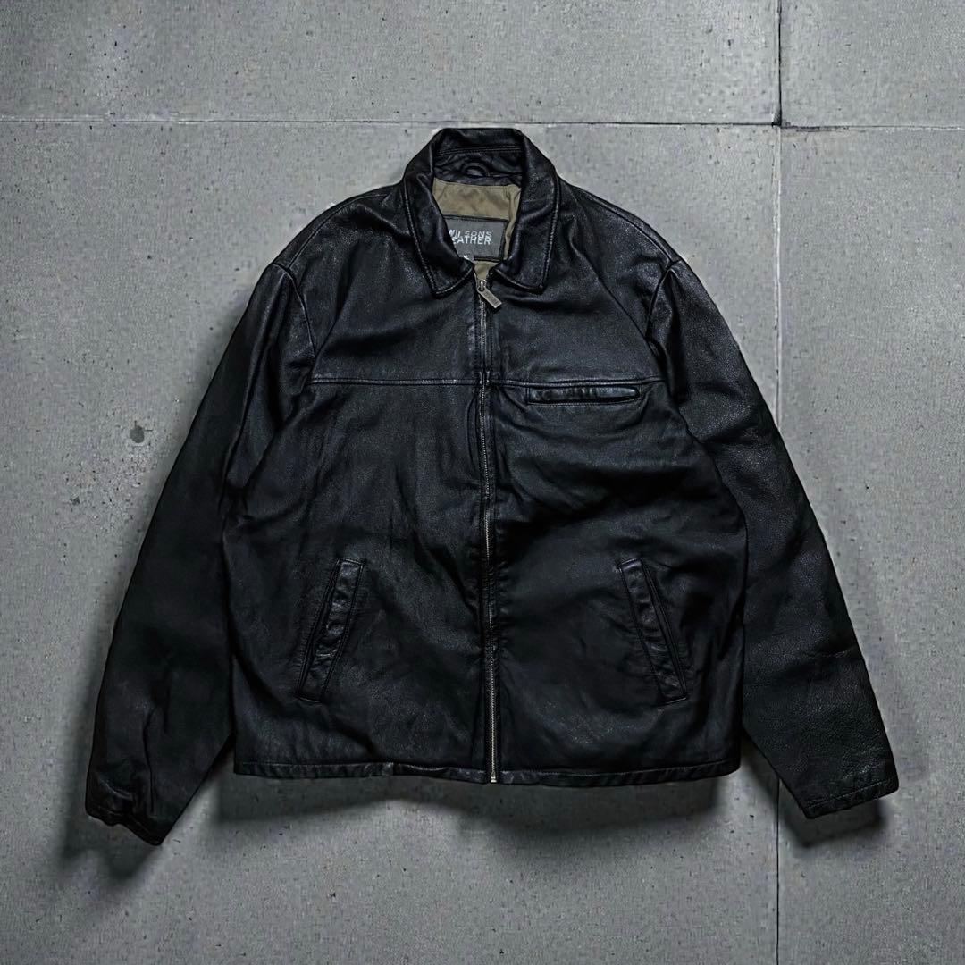 専用ウィルソンズレザーXLトラッカージャケットシングルライダースジップアップブラ