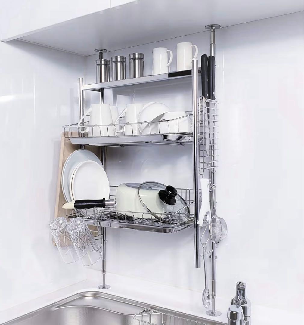 つっぱり式水切りラック