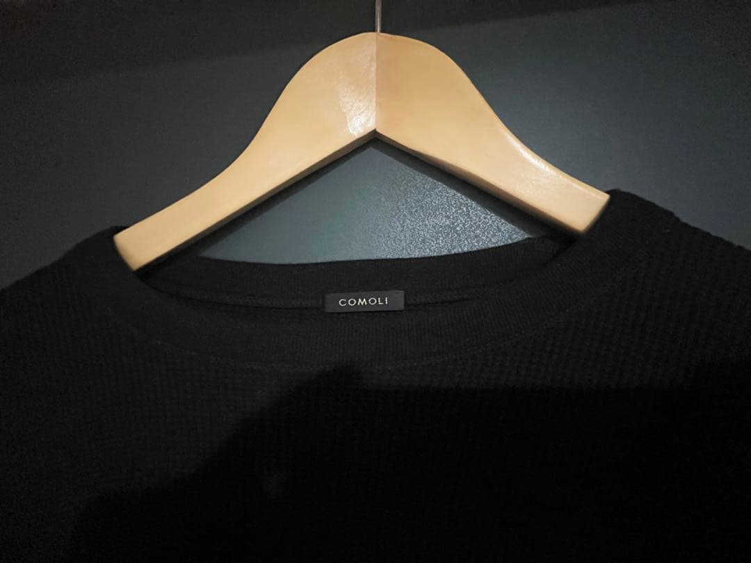 サイズ３　２０２５　comori コットンカシミヤ ワッフル長袖クルー COMOLI (コモリ) コットンカシミヤ ワッフル長袖クルー