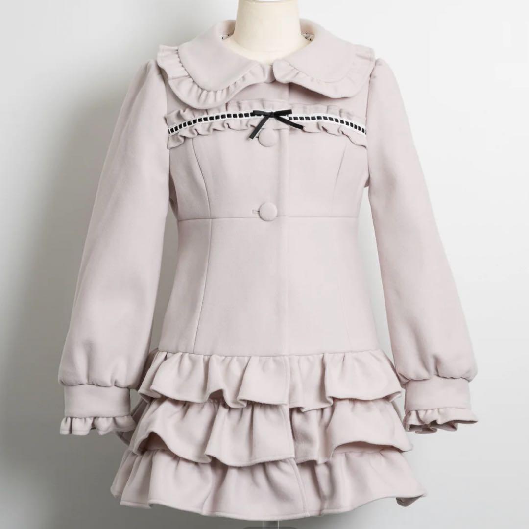 はしごレースティアードミニコート pium ピンク