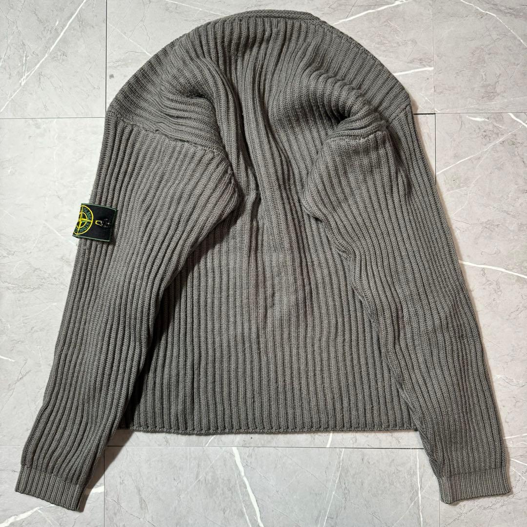 希少】ストーンアイランド 90s グリーンエッジ Vネックニット 厚手