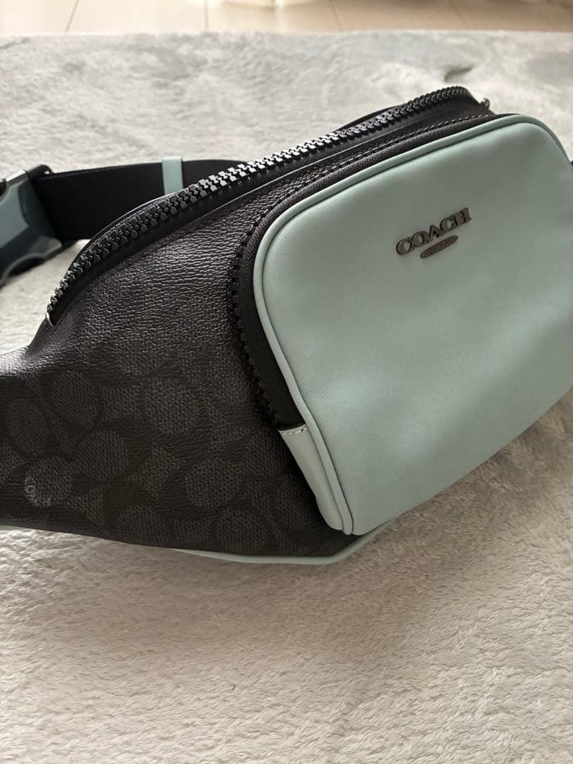 【松茸】コーチ レーサー ベルトバッグ シグネチャー カラーブロック