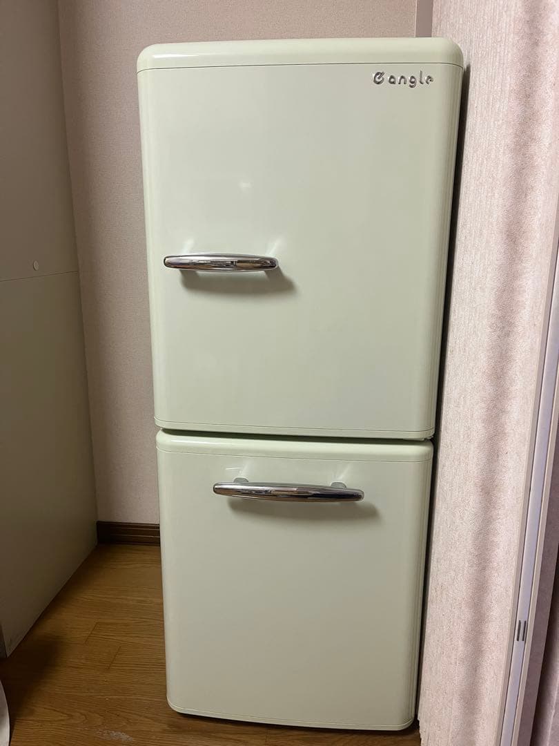 美品 2ドア ノンフロン冷凍冷蔵庫 149L グリーン e-angle 霜なし