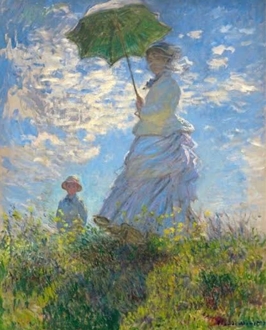 模写画⭐︎肉筆油絵画F20⭐︎モネ『日傘の婦人』 散歩、日傘をさす女性 【8号】 クロード・モネ 【 額縁が選べる 額入り