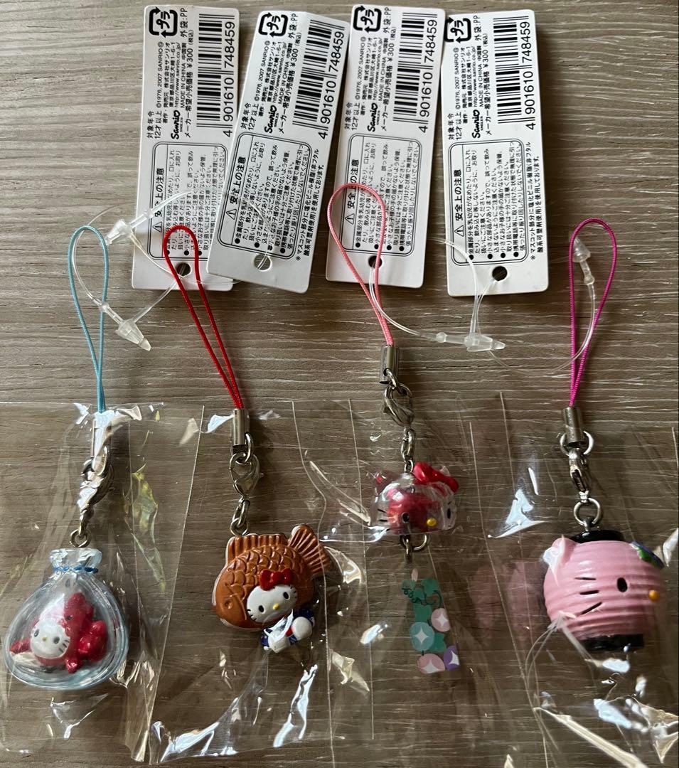 激レア◎コンビニ限定◎夏の縁日・屋台キティ◎根付けストラップ◎全4種セット