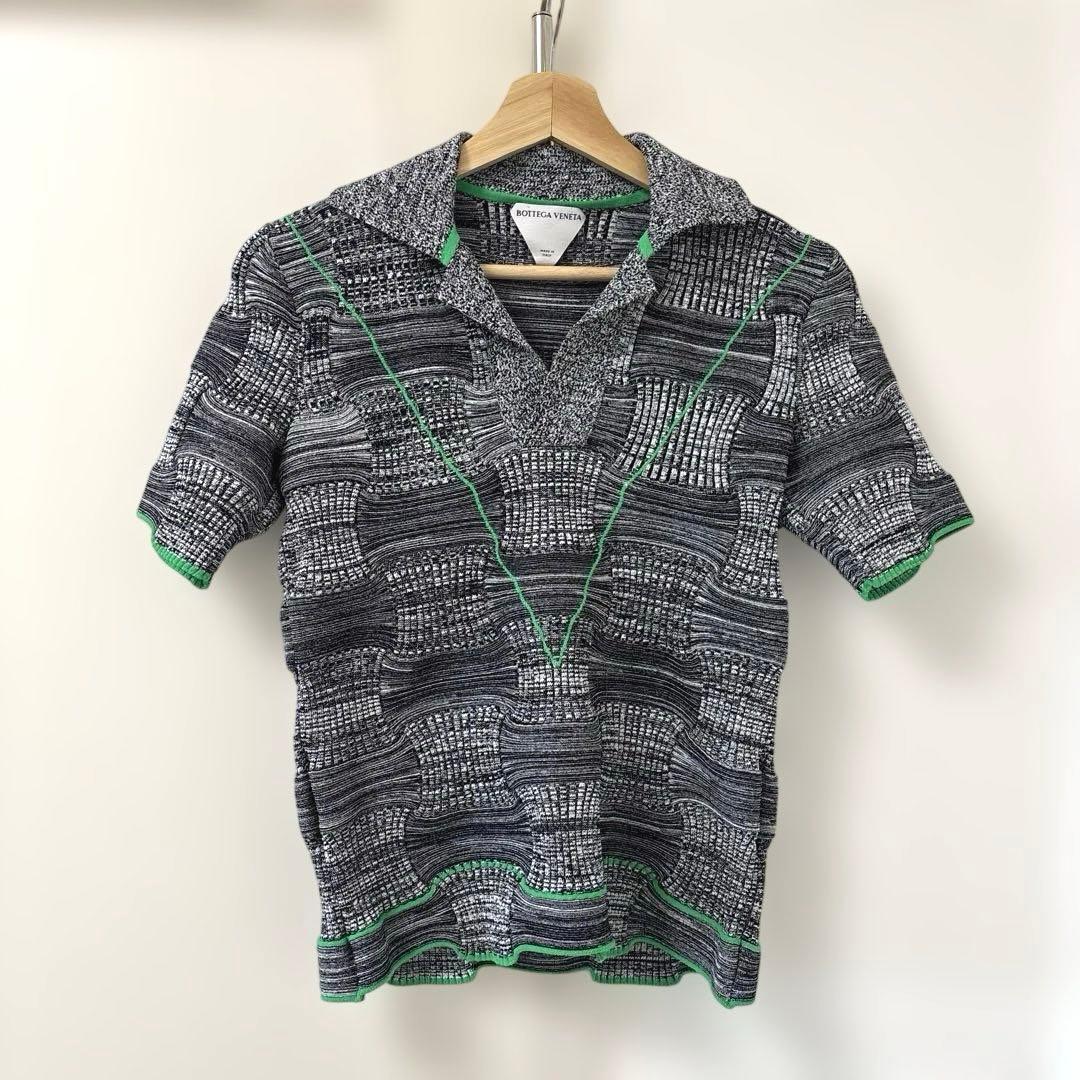 ボッテガヴェネタ ムリネ ニットポロシャツ イントレチャート 半袖