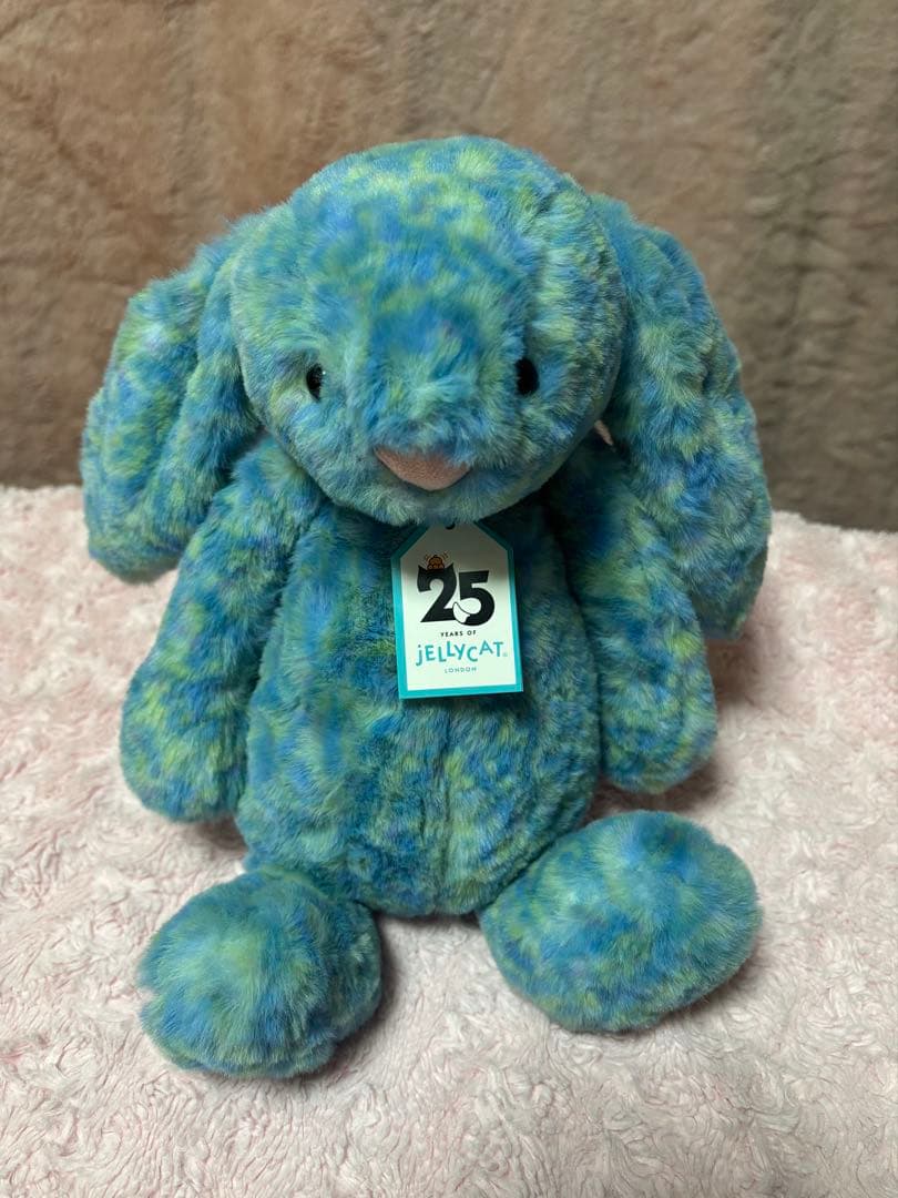 新品タグ付き ジェリーキャット Luxe Azure Bunny うさぎ バニー Bashful Luxe Bunny Azure - Official Jellycat