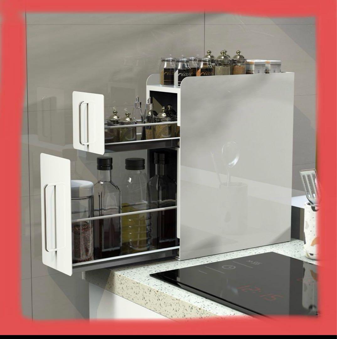 【値下げ品】隠せる調味料ラック 2段 ✨️新品未使用✨️タワー 台所用 引出し式