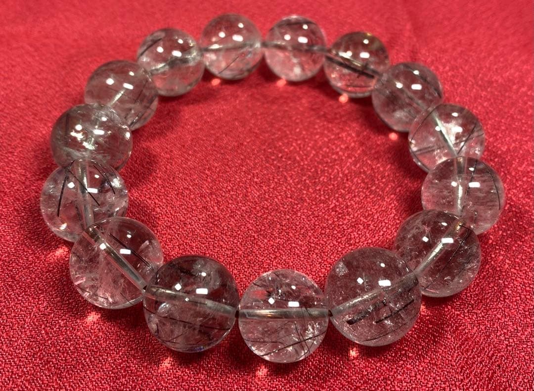 数珠　ブラックルチルクォーツ　男女兼用のブレスレッス