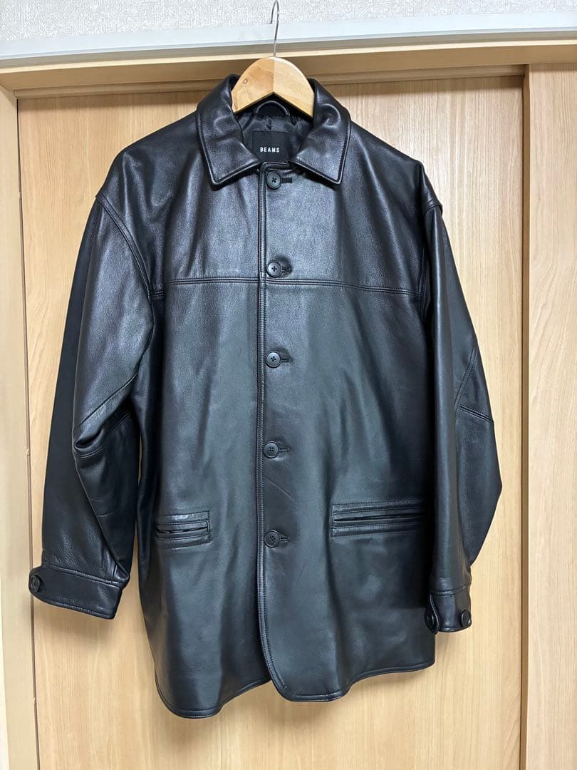 BEAMS レザー カーコート ブルゾン 23AW - メルカリ