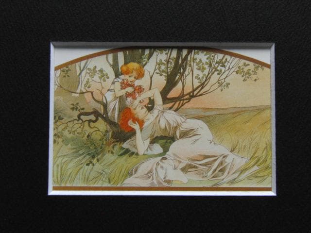 アルフォンス・ミュシャ、一年の三季節・春、希少な画集より