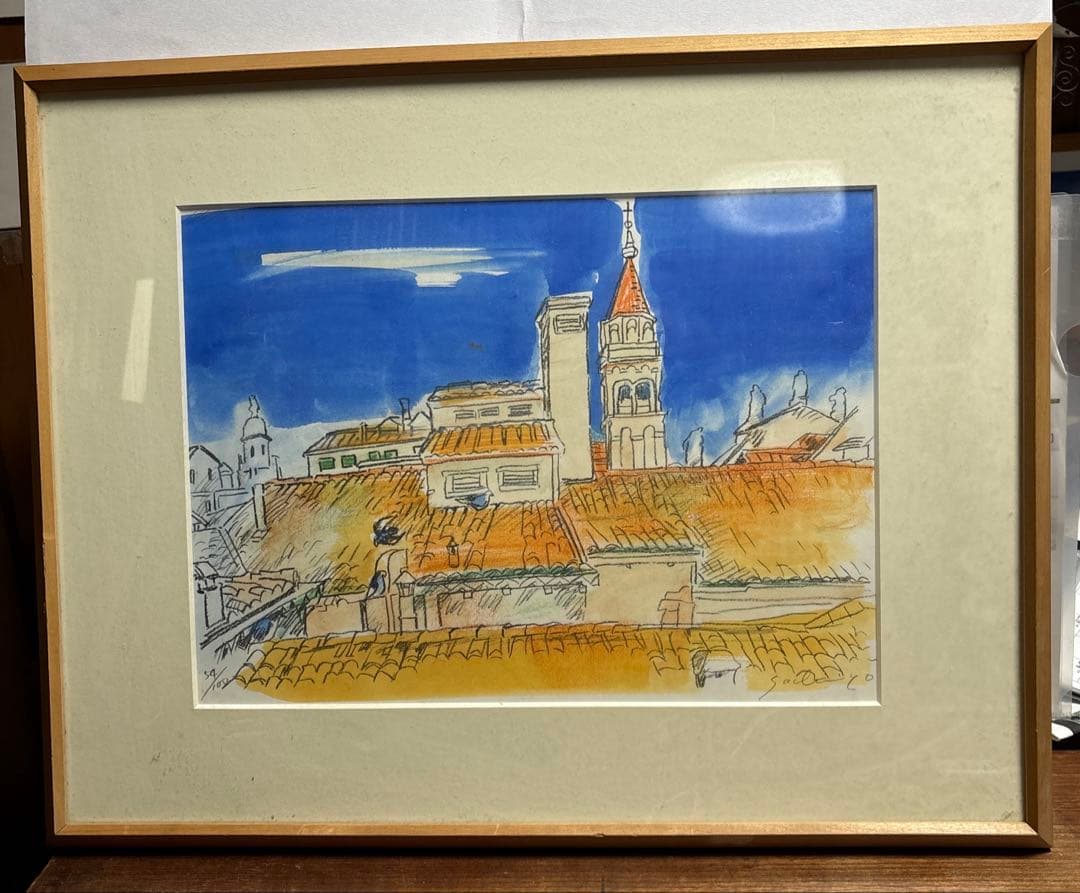 土井彩知代リトグラフ 「イタリアの印象」 54／100 自筆サイン入り