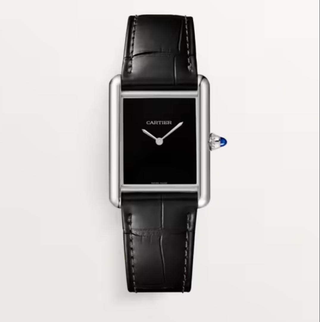 純正　ステンレスベルト付❗️タンク マスト ドゥ カルティエ ウォッチ　ブラック