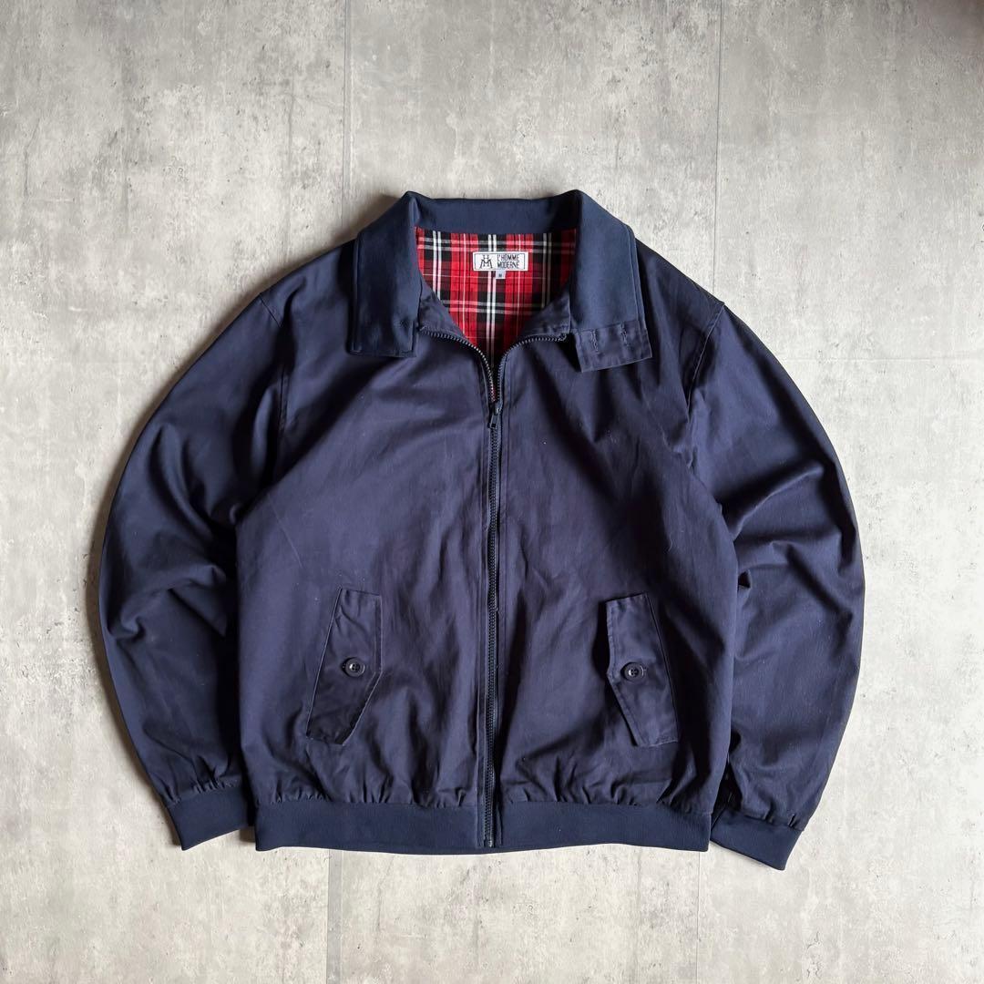 【00s vintage】ハリントンジャケット　裏地チェック　短丈　茄子紺