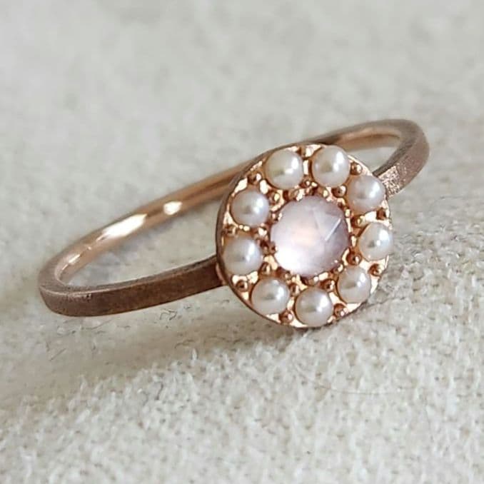 ラベンダークォーツ×パール♡9号【エテ】K10 ゴールドリング☆アガット 好きも