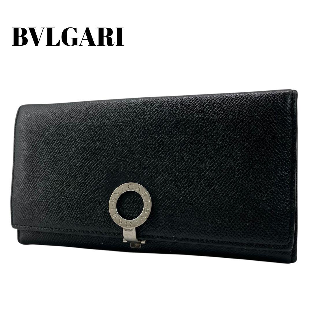 希少✨ブルガリ 長財布 ロゴクリップ グレインレザー ブラック バイカラー