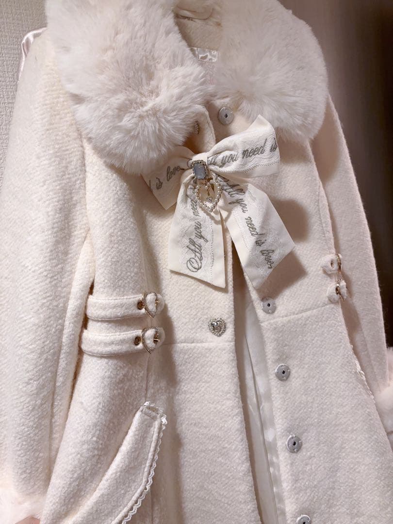 LIZLISAビジューリボンミニ丈Aラインコート