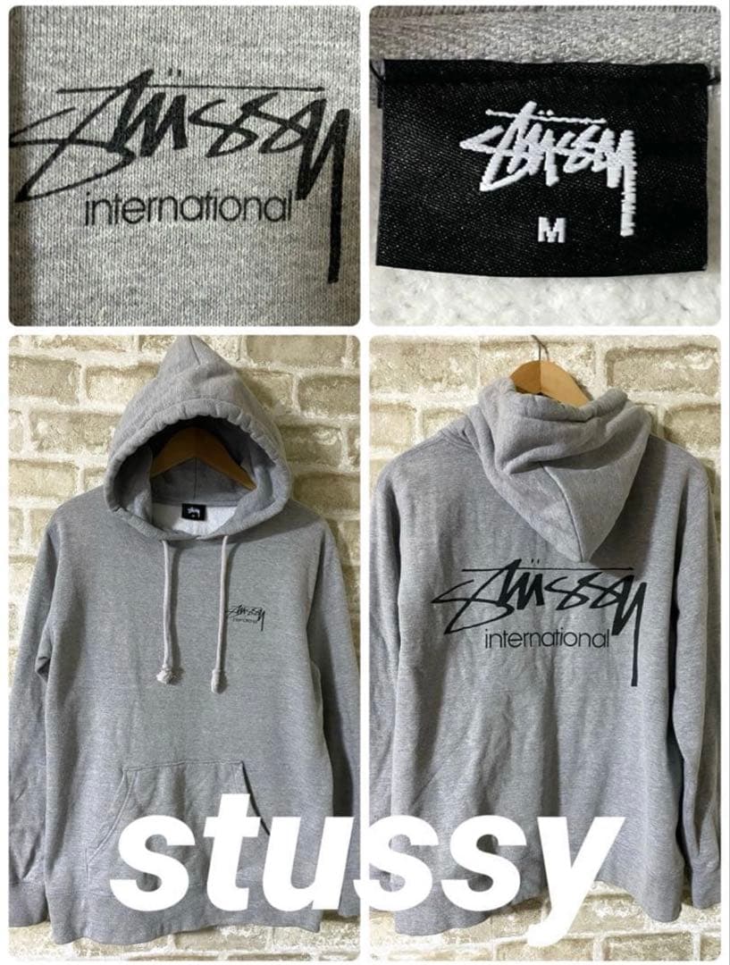 Stussy グレー パーカー Mサイズ - メルカリ