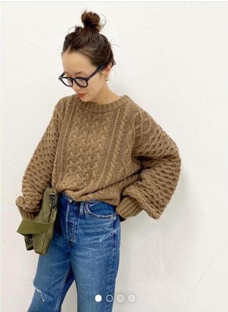 Plage　ローゲージ アランクループルオーバー キャメル