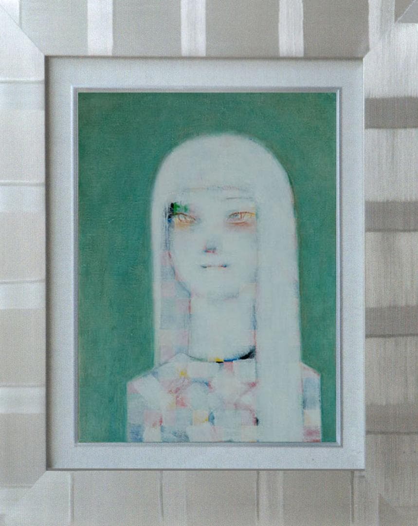 油絵 菅家令子 絵 絵画 インテリア 額付(銀) F4-071212 人物 女性 油絵 菅家令子 絵 絵画 インテリア 額付(黒) F6-080712 人物 女性 油絵