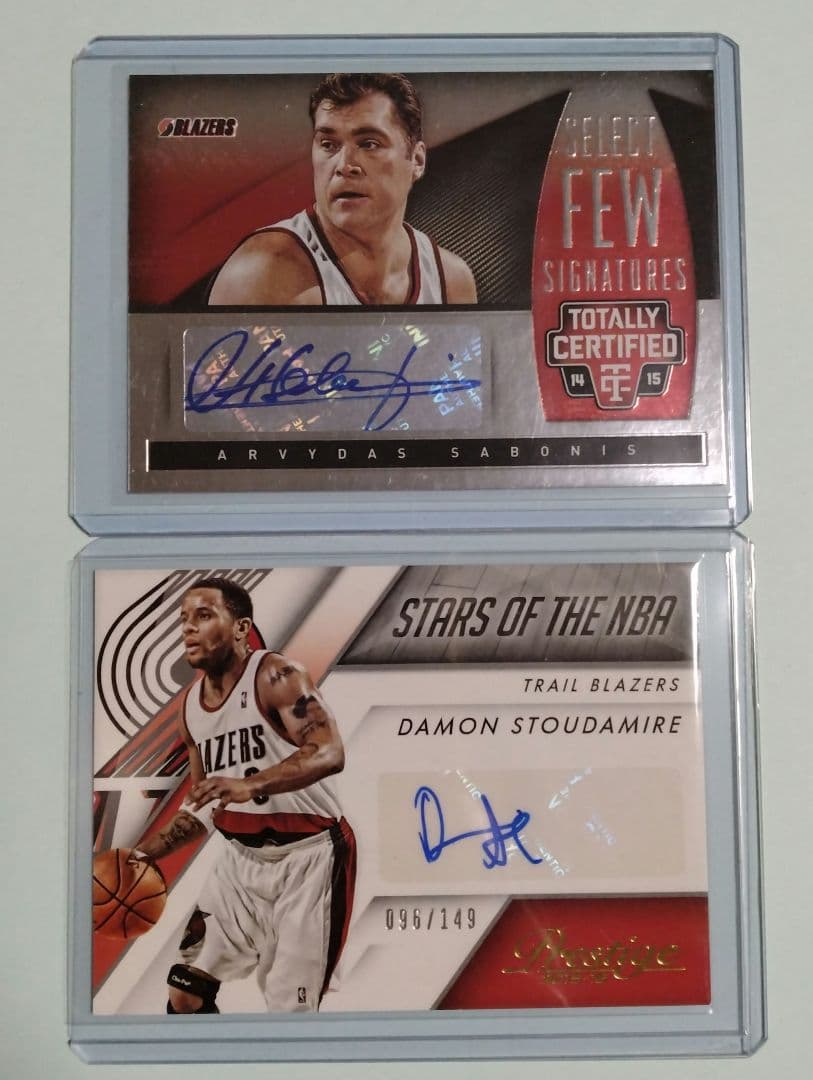 2枚まとめ アルビダス・サボニス、デイモン・スタウダマイア サイン