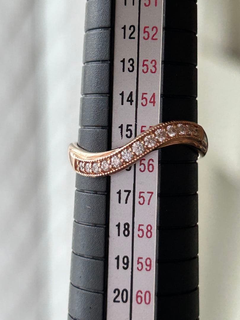 18金 K18PG ダイヤ0.2ct付き カーブリング 2.27g 15号